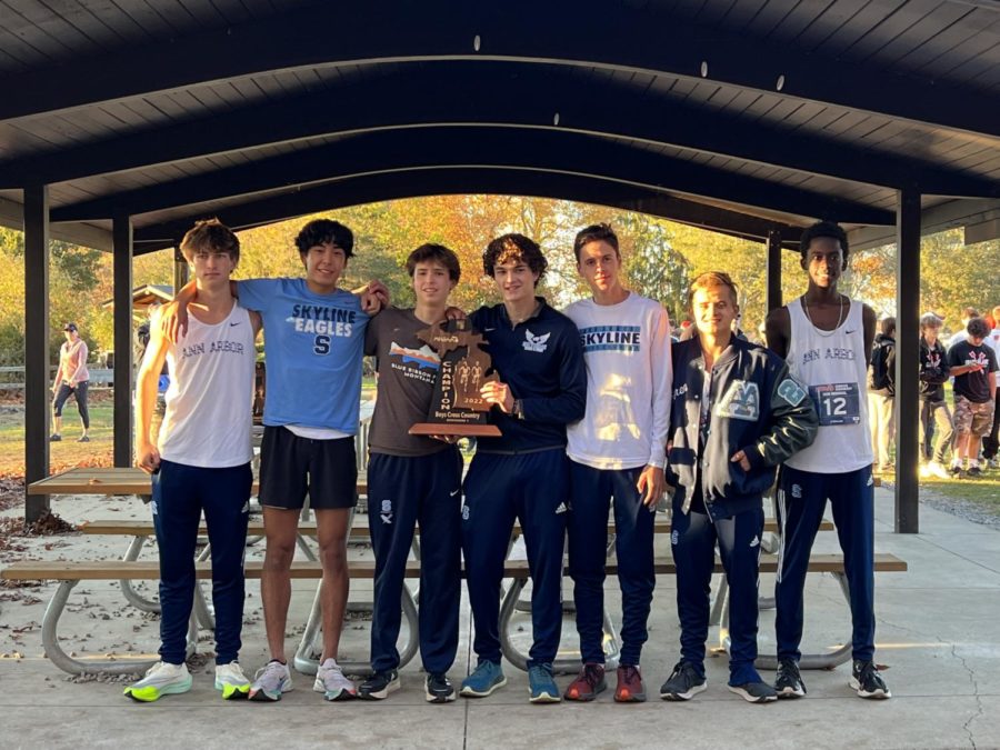 Boys Cross Country team after a 1st place finish at Regional Finals