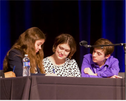 Catherine van Lent (‘25) (left) writes an argument with Kathryn Plotner (‘25) (middle) and Ethan Schultz (‘26) (right)

Photo Credit: Parr Center for Ethics
Permission from Parr Center on 4/12/23 at 4:37pm