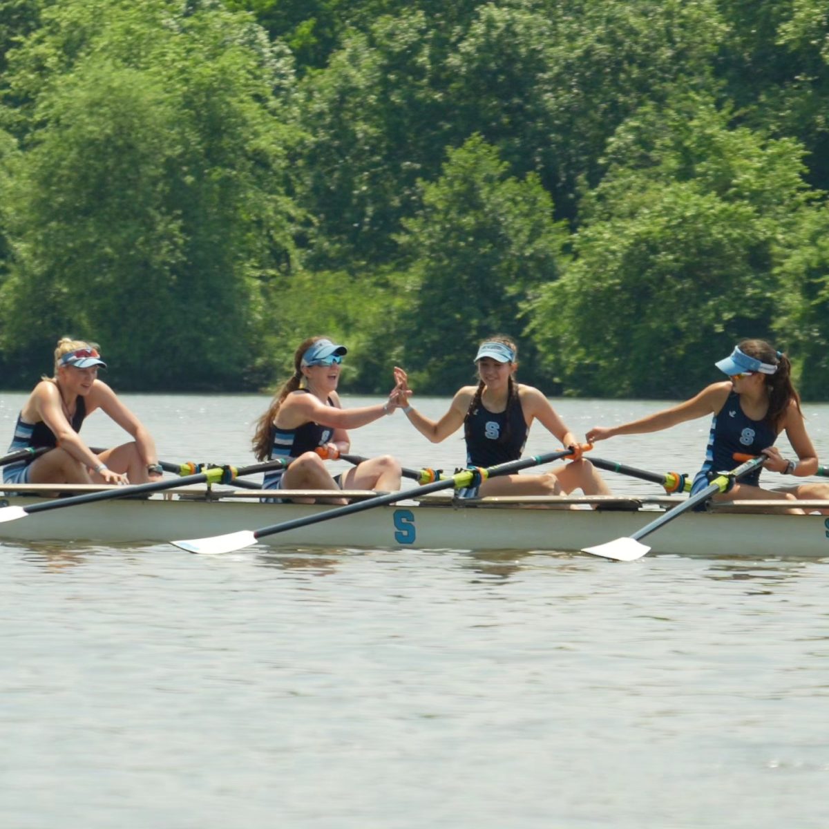 Skyline womens quad wins first place at Nationals.  Credit: Skyline Crew