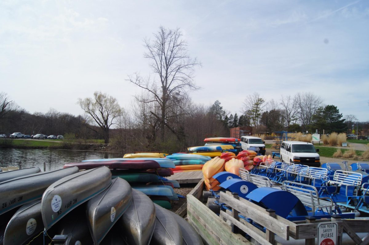 Canoes and kayaks at Gallup Park. Credit: Lillian Hescheles.