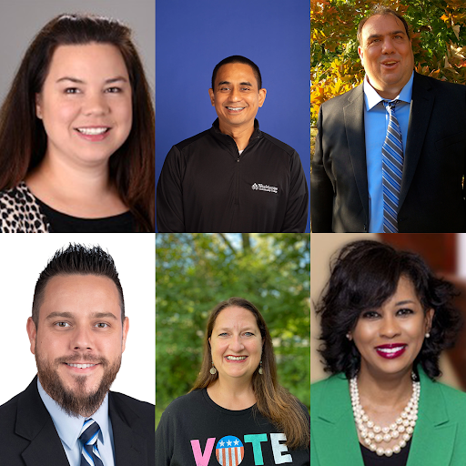 Top row from the left: Megan Kanous, Ernesto Querijero, Eric Sturgis. Bottom row from the left: Don Wilkerson, Leslie Wilkins, Glynda Wilks. Collage created by Ian Saucer-Zeoli (‘25).