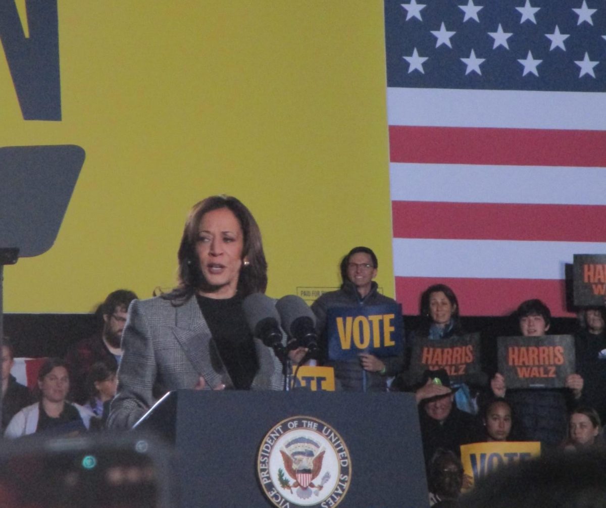 Kamala Harris rallying in Ann Arbor a week before election day. 