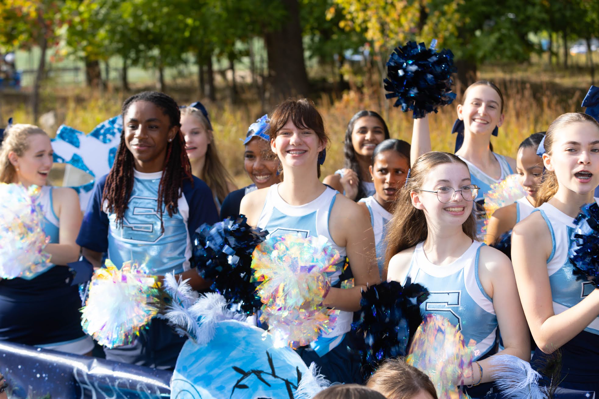 Skyline Pom cheering during the Homecoming Parade.