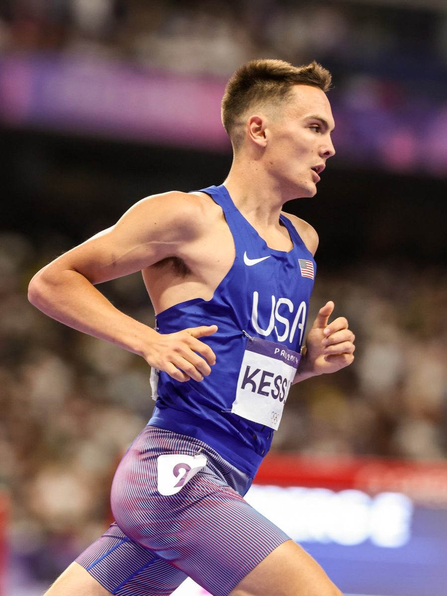 Hobbs Kessler running the 1500 meter race semi-finals at the Paris 2024 Olympic games where he placed 2nd.