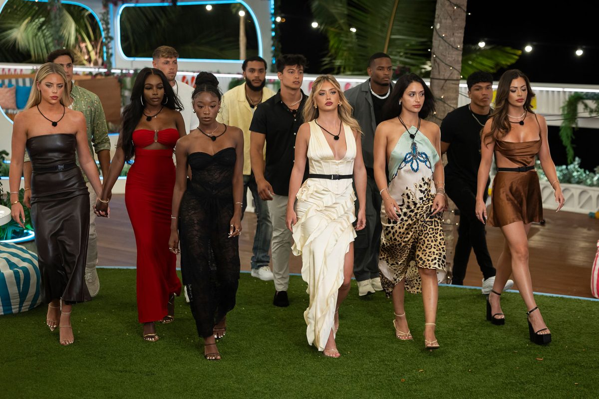 Love Island ladies on their way to confront their exes returning from Casa Amor.