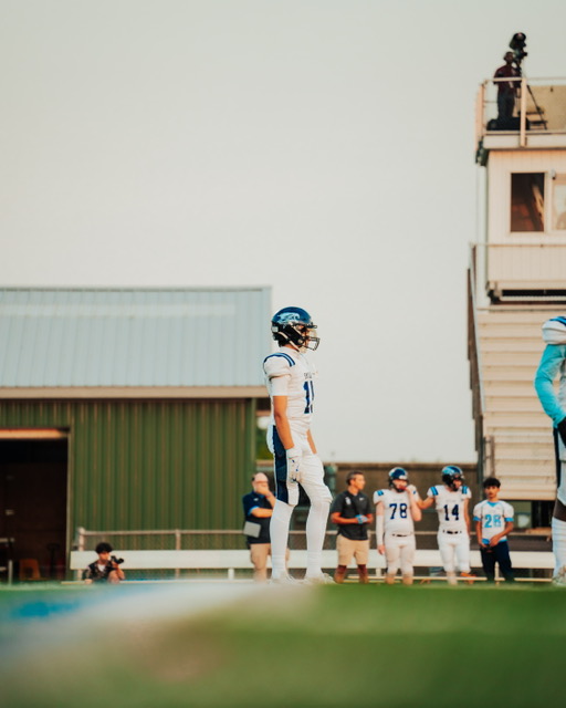 Gabe Gutierrez (‘26) lines up as he awaits for the snap of the ball.
