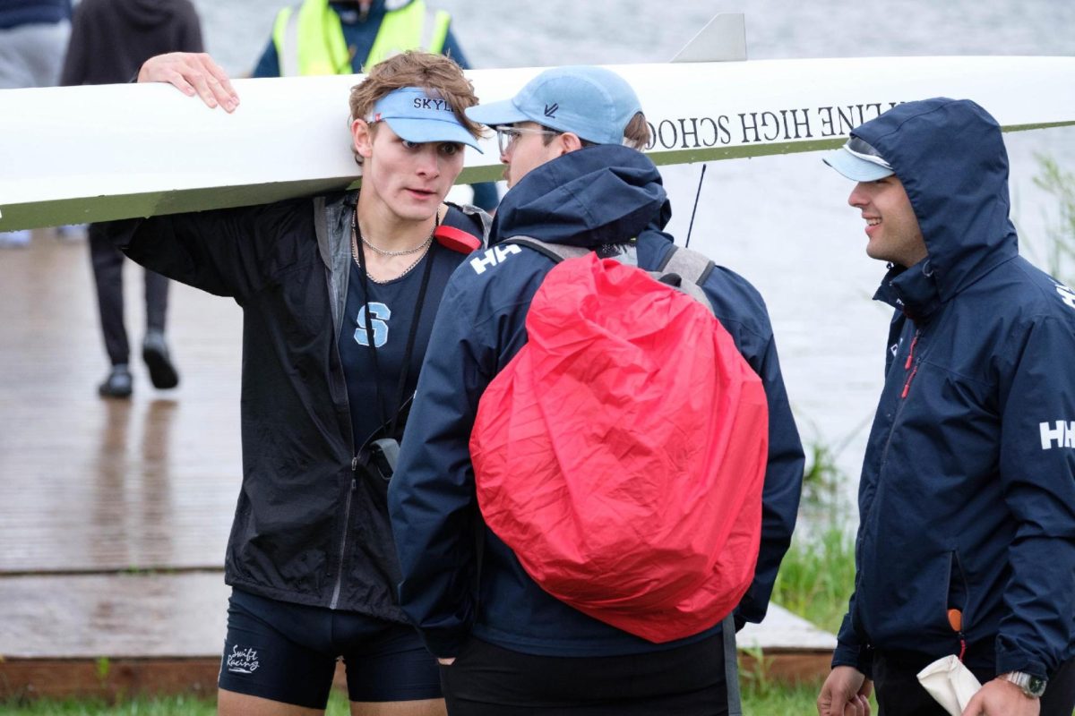 Luke Jordan ('24) carrying his single up to slings after challenging race.