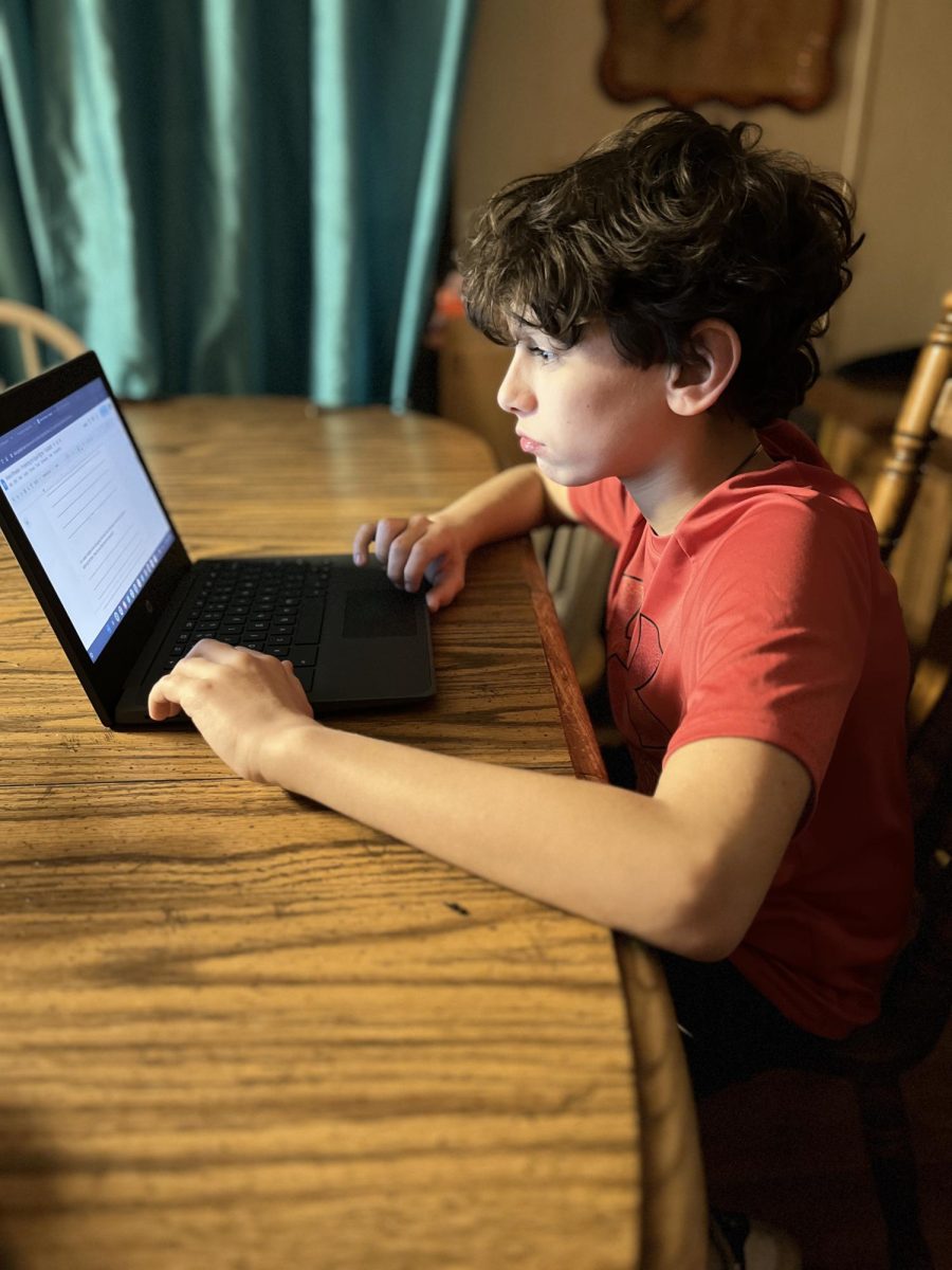 Caden Parkhurst ('28) doing his homework.