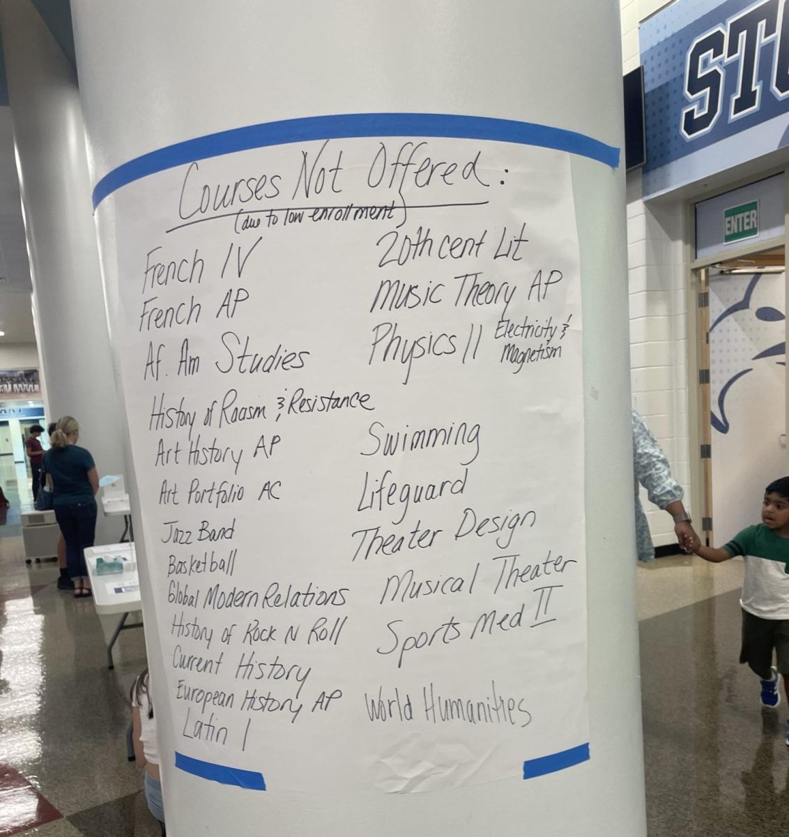 A list of the courses that were not being offered in the 2024-2025 school year at course registration in August. Latin I is the only course on this list that was cut as an explicit result of the budget crisis.