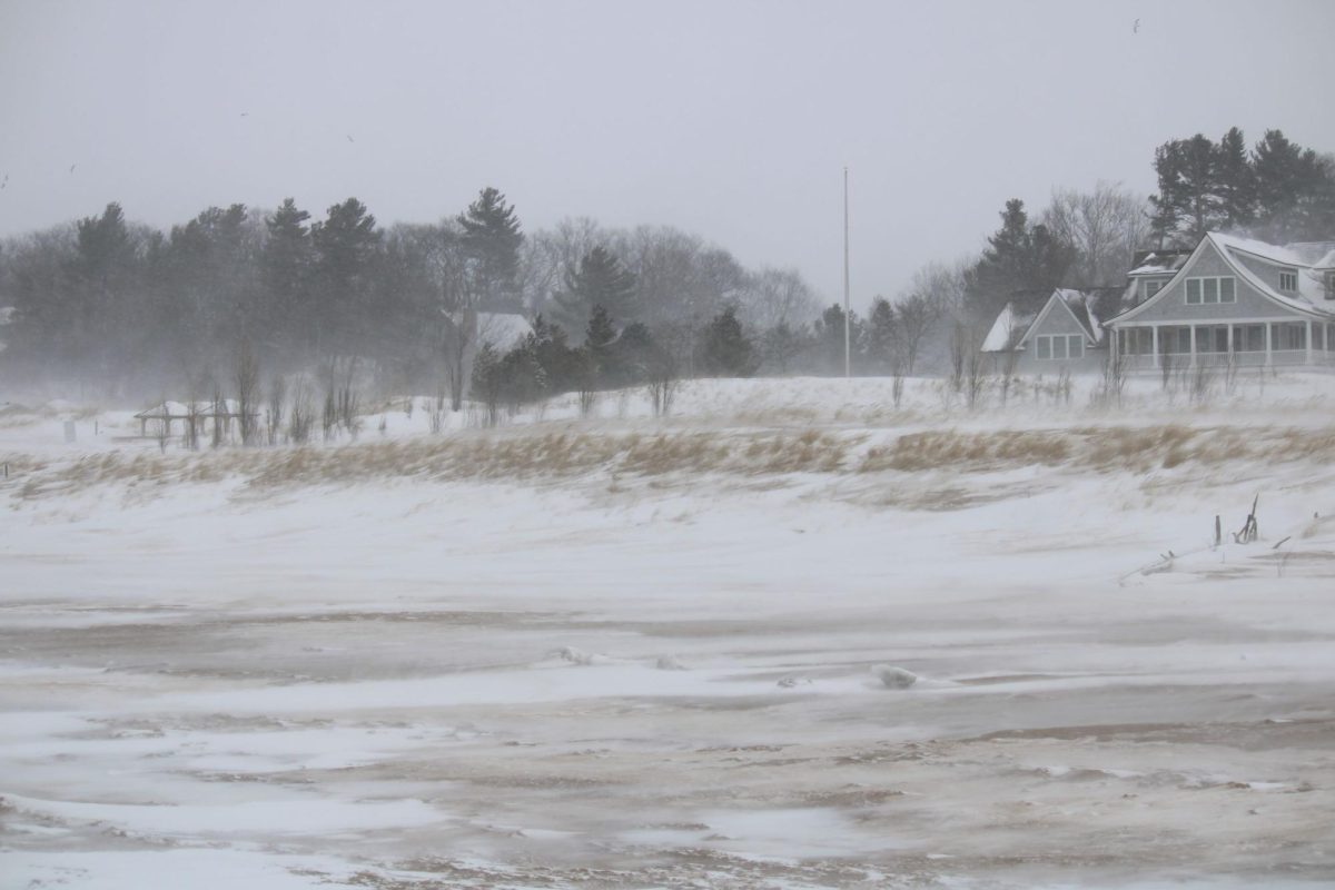 A house off lake Michigan during a winter storm.