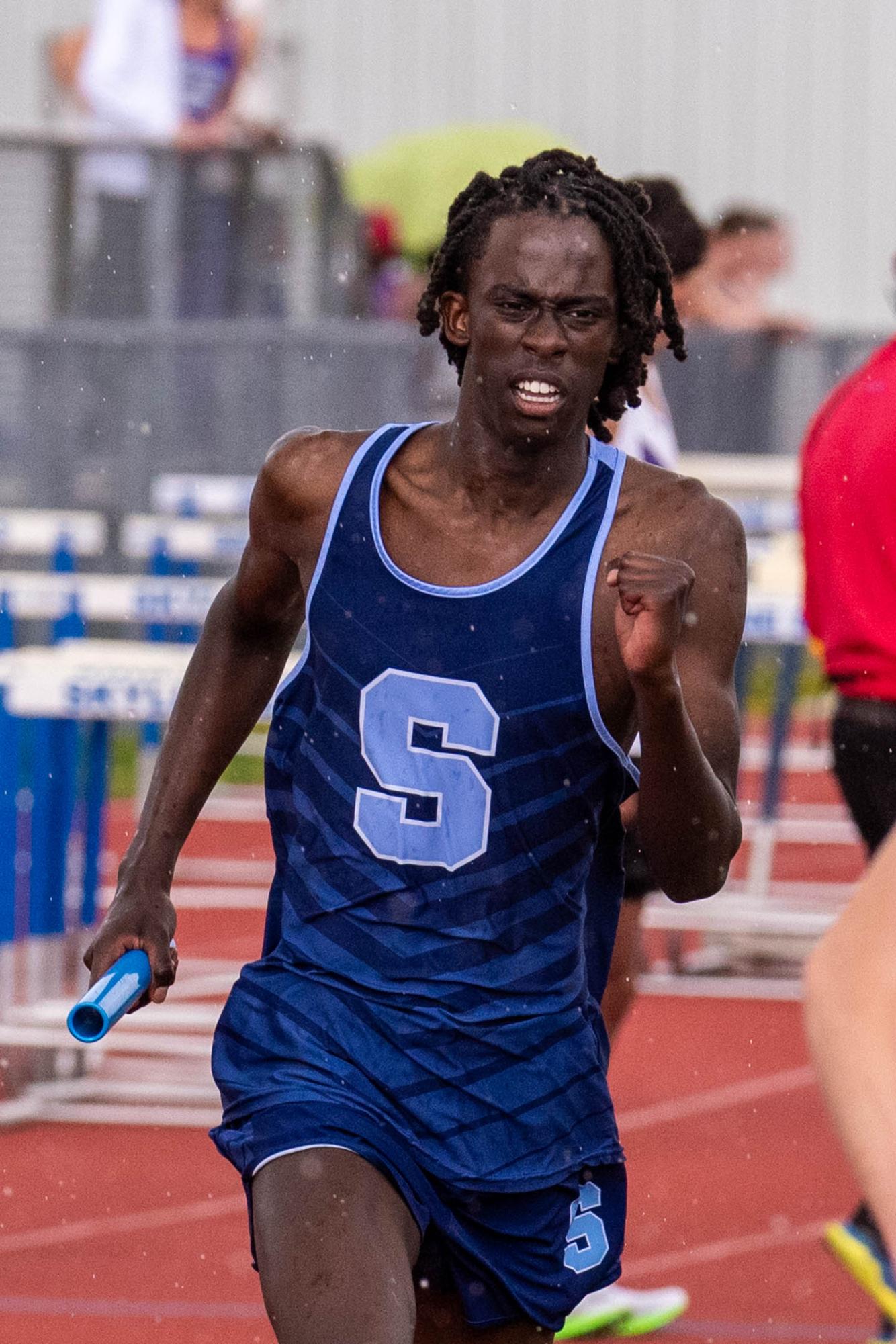Zeke Lafferty ('26) dashes for the men's 4x400 relay.