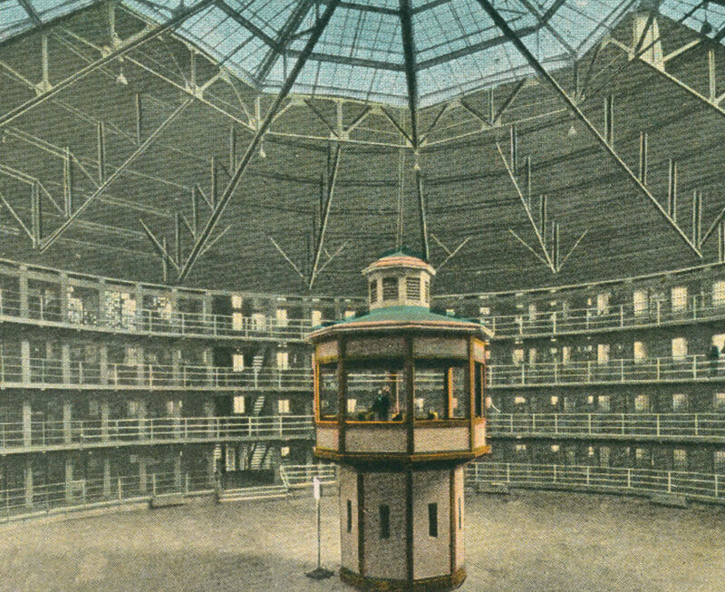 A visual representation of a panopticon, based on Jeremy Bentham’s ‘panopticon’ prison design. Credit: Lewis University