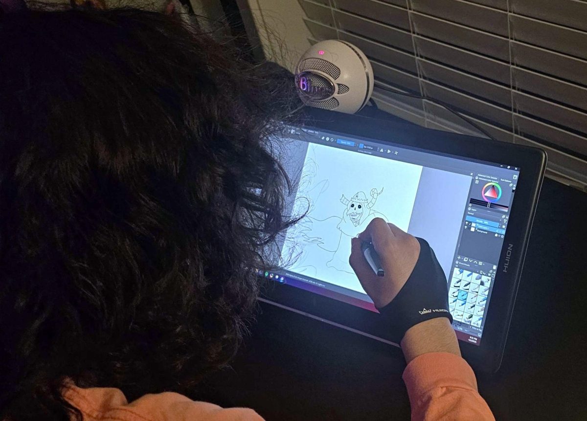 Adam is working on a new sketch. 