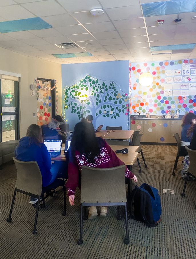 Tutors help students with their schoolwork in the Skyline Learning Center