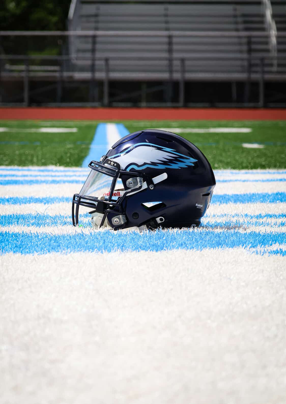 The wing design on the 2025 Skyline Football helmets.