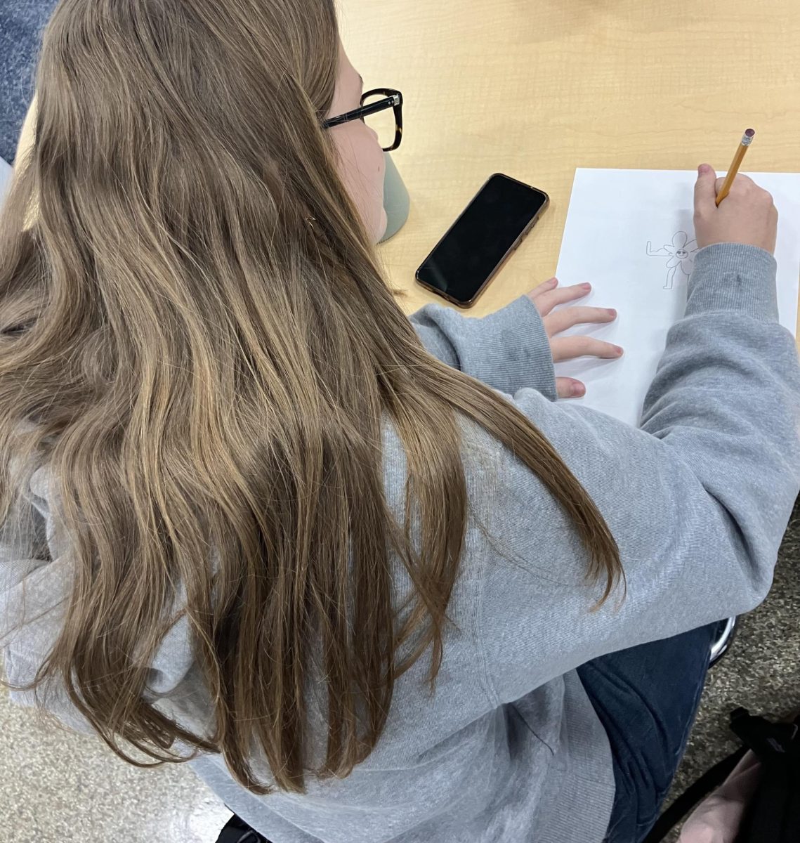 Sydney Barlow ('29) sketching in her free time