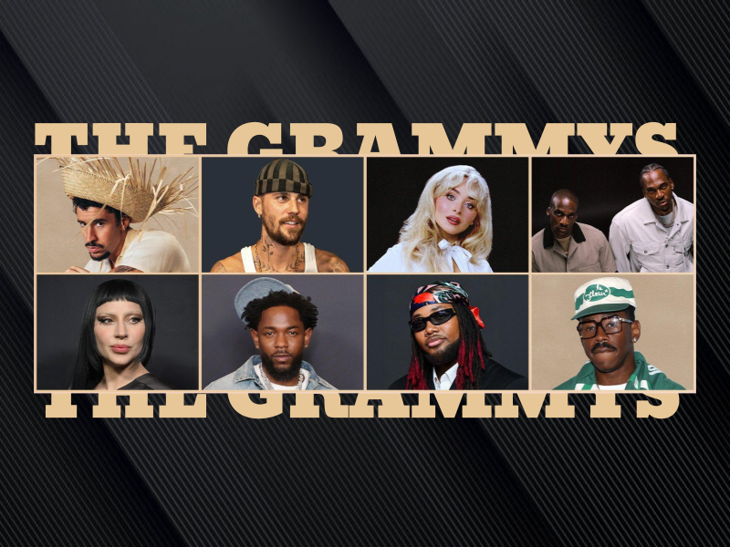 (Top) Bad Bunny, Justin Bieber, Sabrina Carpenter, Malice & Pusha T (Bottom) Lady Gaga, Kendrick Lamar, Leon Thomas, Tyler, The Creator