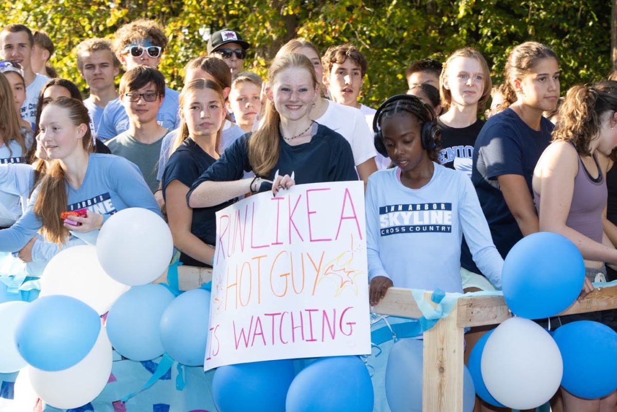 Skyline Highschools Track and Field team on their Homecoming float.