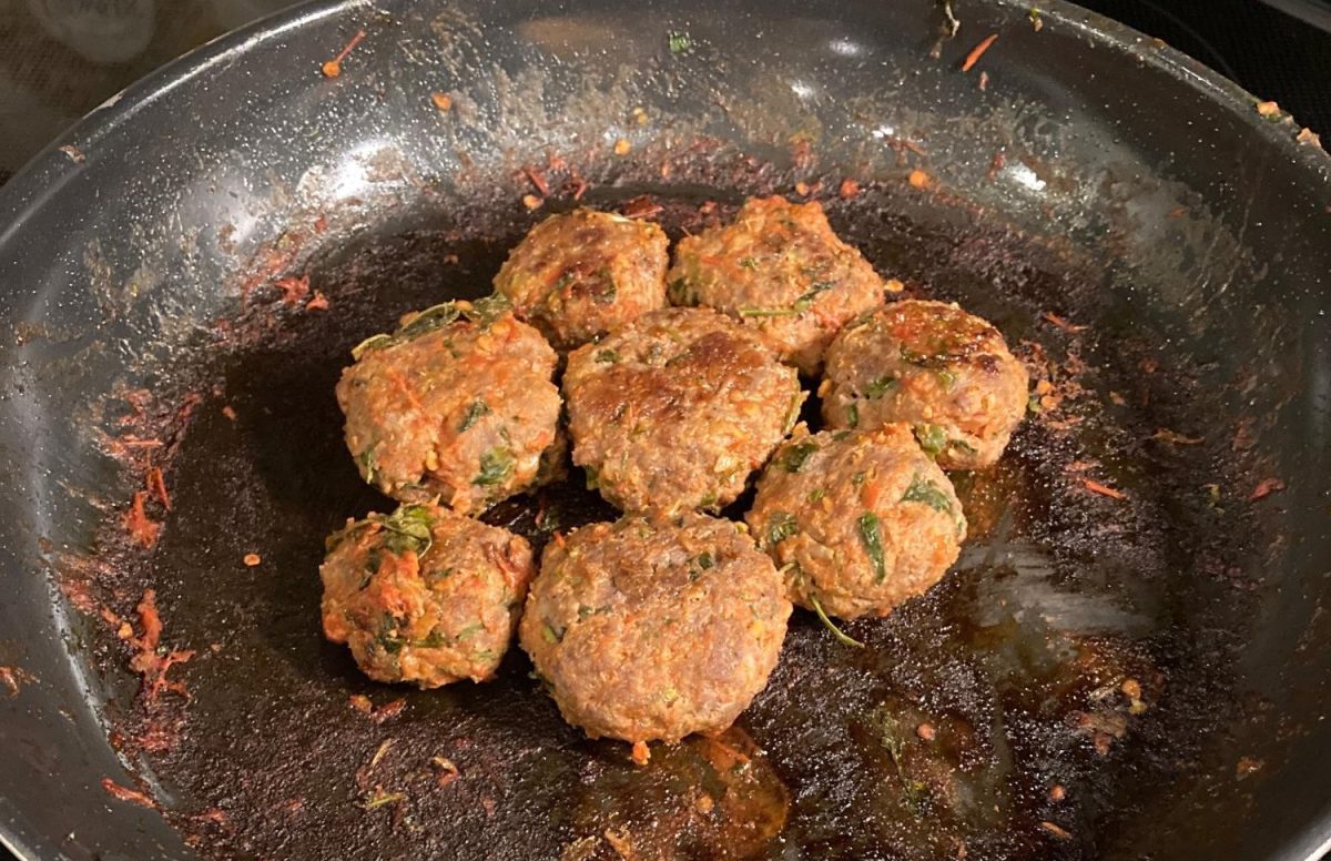 Turkish Köfte in a pan.