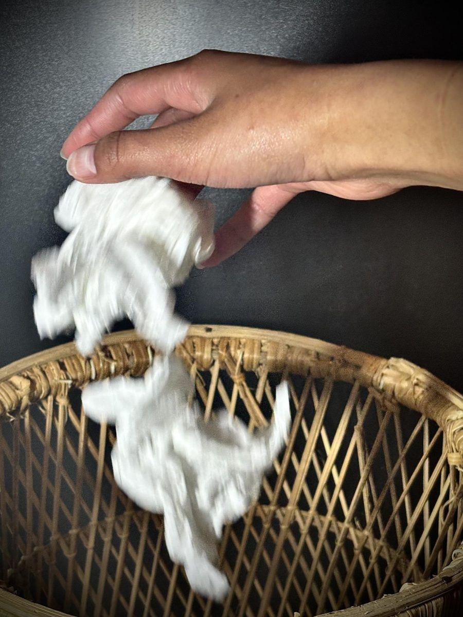 Tissues being thrown away.