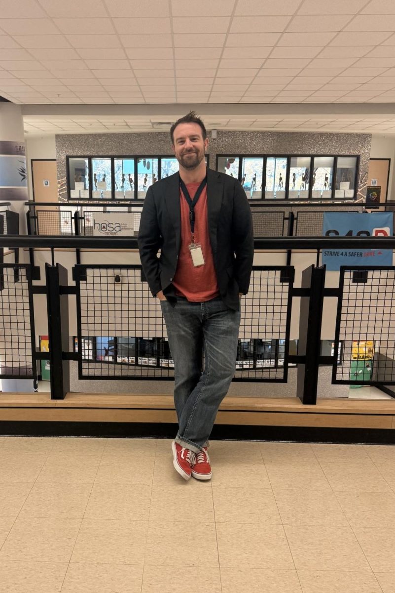 Counselor Dave Almassy beginning his day at Skyline High School. 