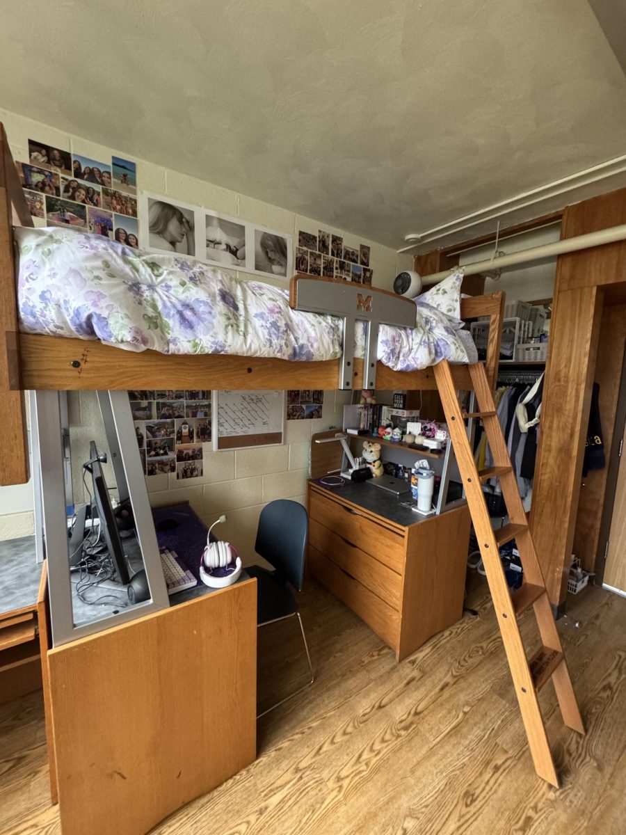 Current Michigan college student Jessica Smith's dorm room 