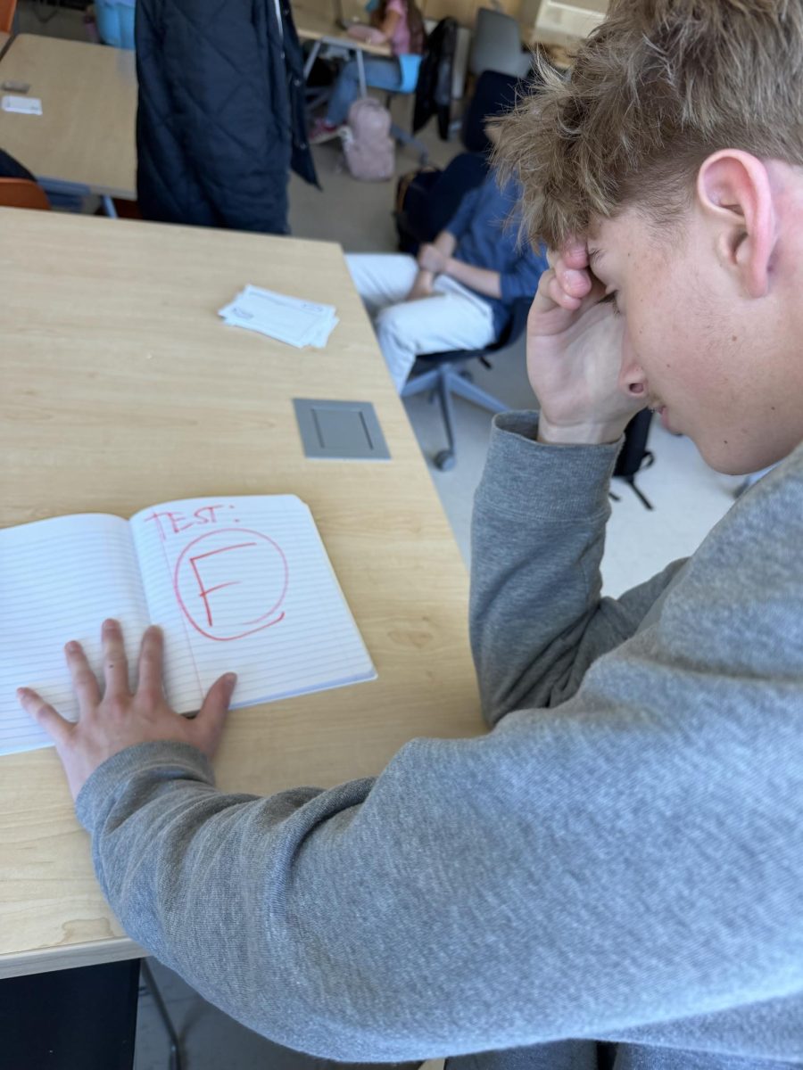 A student stressing over a failing grade.